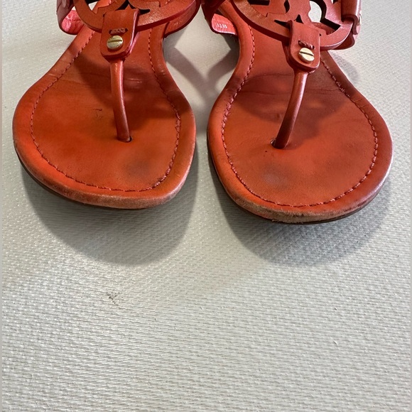 Tory Burch Miller Sandals in Orange Leather Size 9 USED - Picture 4 of 16